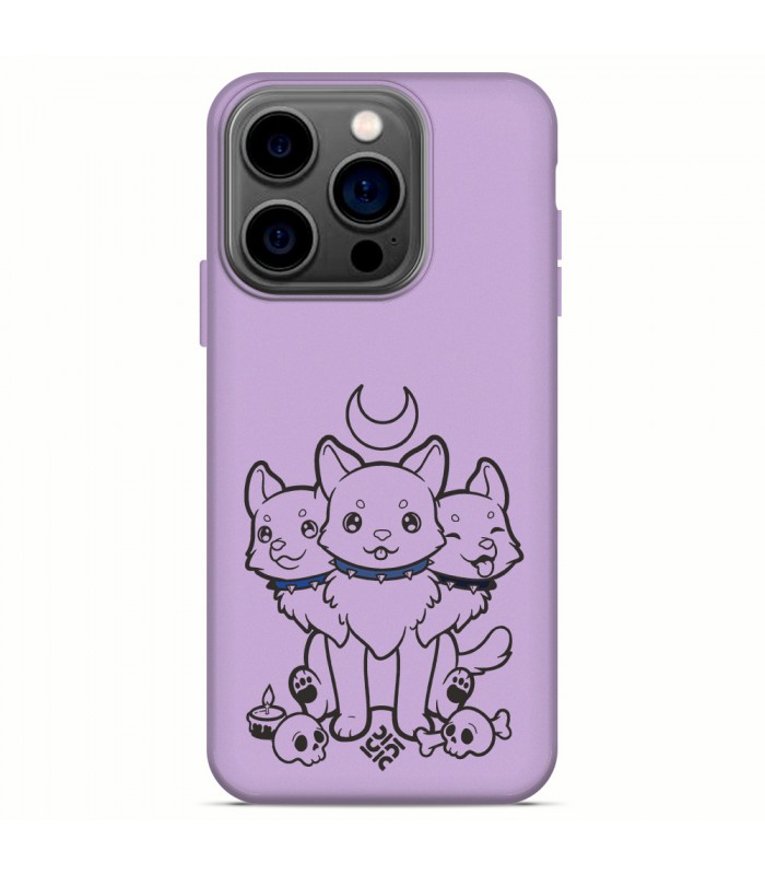 Funda Silicona Suave  [ iPhone 14 Pro ] Lila [ Cerbero Gatuno ] Carcasa Liquida Case Cover.