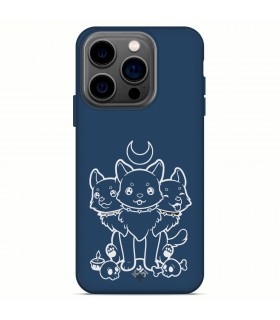 Funda Silicona Suave  [ iPhone 14 Pro ] Azul [ Cerbero Gatuno ] Carcasa Liquida Case Cover.