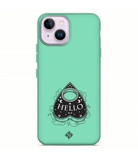 Funda Silicona Suave  [ iPhone 14 ] Verde [ Hello -Ouija ] Carcasa Liquida Case Cover.