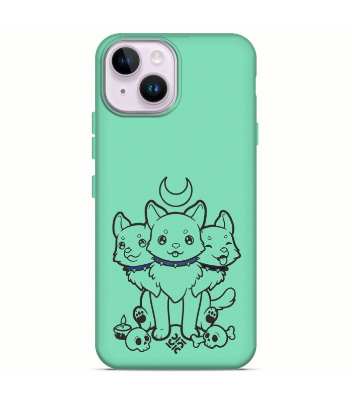 Funda Silicona Suave  [ iPhone 14 ] Verde [ Cerbero Gatuno ] Carcasa Liquida Case Cover.