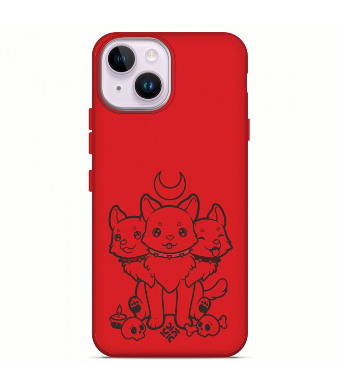 Funda Silicona Suave  [ iPhone 14 ] Rojo [ Cerbero Gatuno ] Carcasa Liquida Case Cover.