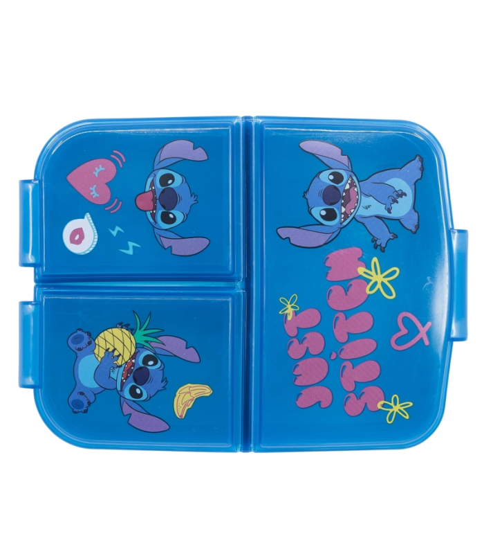 Just Stitch  Sandwichera con 3 Compartimentos para niños - lonchera  Infantil - Porta merienda - Fiambrera Decorada
