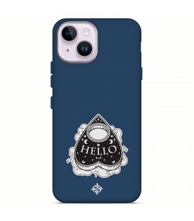 Funda Silicona Suave  [ iPhone 14 ] Azul [ Hello -Ouija ] Carcasa Liquida Case Cover.