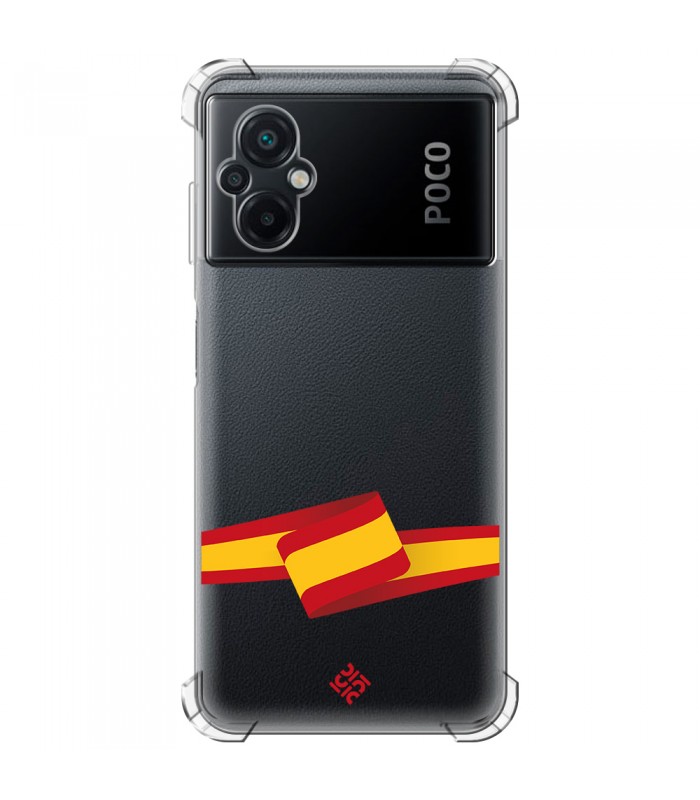 Funda Antigolpe [ POCO M5 ] Dibujo Auténtico [ Bandera España ] Esquina Reforzada Silicona 1.5mm Transparente