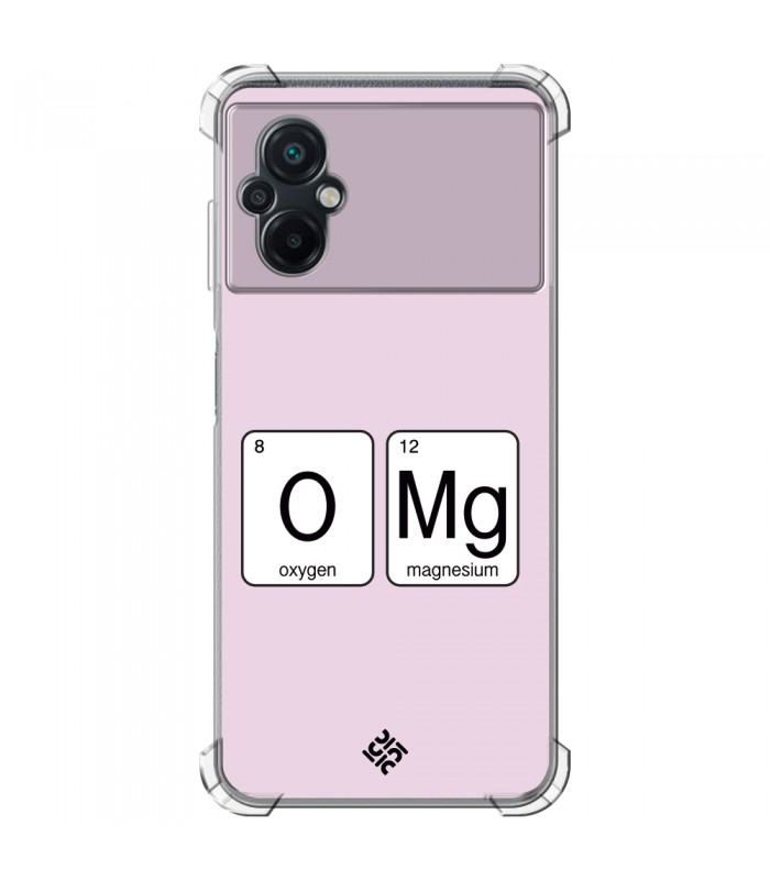 Funda Antigolpe [ POCO M5 ] Dibujo Frases Guays [ Oxigeno + Magnesio - OMG ] Esquina Reforzada Silicona 1.5 Transparente