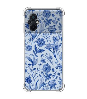 Funda Antigolpe [ POCO M5 ] Dibujo Botánico [ Flores Silvestres Patron Azul ] Esquina Reforzada Silicona 1.5mm