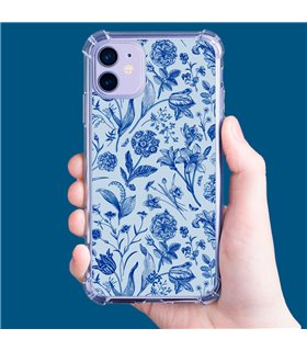 Funda Antigolpe [ POCO M5 ] Dibujo Botánico [ Flores Silvestres Patron Azul ] Esquina Reforzada Silicona 1.5mm