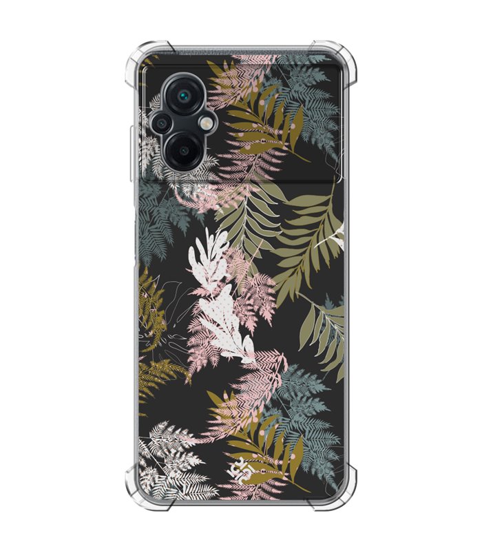 Funda Antigolpe [ POCO M5 ] Dibujo Botánico [ Diseño de hojas ] Esquina Reforzada Silicona 1.5mm Transparente