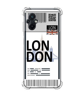 Funda Antigolpe [ POCO M5 ] Billete de Avión [ London ] Esquina Reforzada Silicona 1.5mm Transparente
