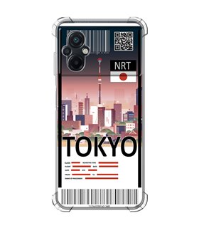 Funda Antigolpe [ POCO M5 ] Billete de Avión [ Tokio ] Esquina Reforzada Silicona 1.5mm Transparente