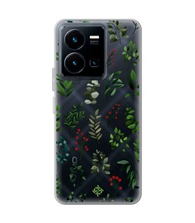 Funda para [ Vivo Y35 ] Dibujo Botánico [ Hojas Ramas Verdes - Follaje Botánico ] de Silicona Flexible