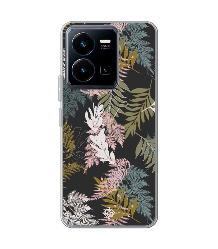 Funda para [ Vivo Y35 ] Dibujo Botánico [ Diseño de hojas ] de Silicona Flexible para Smartphone