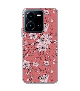 Funda para [ Vivo Y35 ] Dibujo Botánico [ Flores sakura con patron japones ] de Silicona Flexible