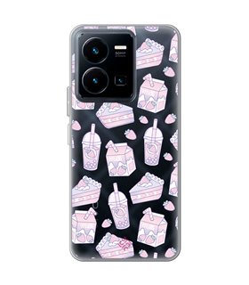 Funda para [ Vivo Y35 ] Dibujo Cute [ Postres de Fresa En Rosa Pastel ] de Silicona Flexible