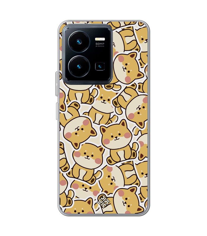 Funda para [ Vivo Y35 ] Dibujo Cute [ Pegatinas Perrito Shiba ] de Silicona Flexible para Smartphone