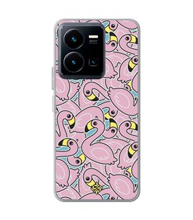 Funda para [ Vivo Y35 ] Dibujo Cute [ Pegatinas Flamenco ] de Silicona Flexible para Smartphone