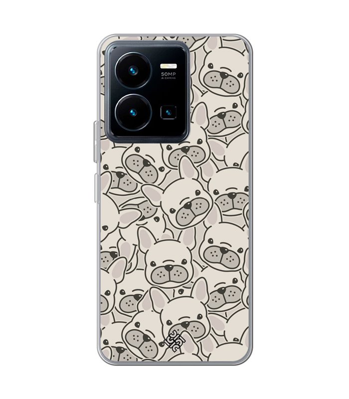 Funda para [ Vivo Y35 ] Dibujo Cute [ Pegatinas Perrito Bulldog Frances ] de Silicona Flexible