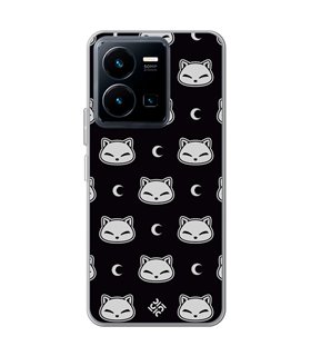 Funda para [ Vivo Y35 ] Dibujo Cute [ Gato Negro Lunar ] de Silicona Flexible para Smartphone