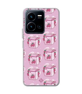 Funda para [ Vivo Y35 ] Dibujo Cute [ Brick Leche de Fresa ] de Silicona Flexible para Smartphone