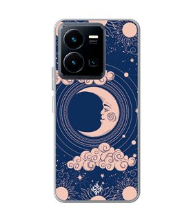 Funda para [ Vivo Y35 ] Dibujo Esotérico [ Luna Creciente - Dibujo Místico Astrologico ] de Silicona Flexible