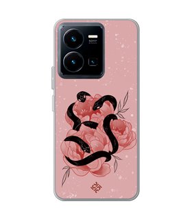 Funda para [ Vivo Y35 ] Dibujo Esotérico [ Tentación Floral - Rosas con Serpientes ] de Silicona Flexible