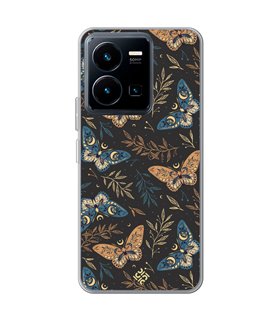 Funda para [ Vivo Y35 ] Dibujo Esotérico [ Boho Fondo Mágico con Ramas y Mariposas y Polillas ] de Silicona