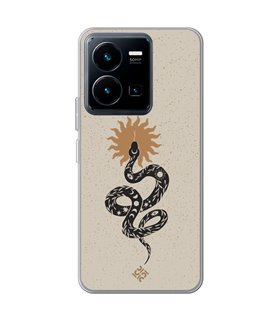 Funda para [ Vivo Y35 ] Dibujo Esotérico [ Serpiente Esotérica y Signo Solar ] de Silicona Flexible