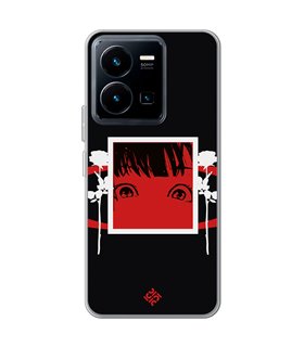 Funda para [ Vivo Y35 ] Dibujos Frikis [ Mirada Anime, Manga Rojo Intenso ] de Silicona Flexible