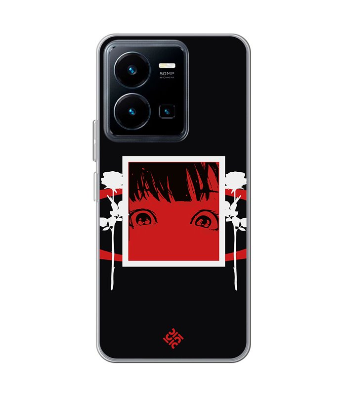 Funda para [ Vivo Y35 ] Dibujos Frikis [ Mirada Anime, Manga Rojo Intenso ] de Silicona Flexible