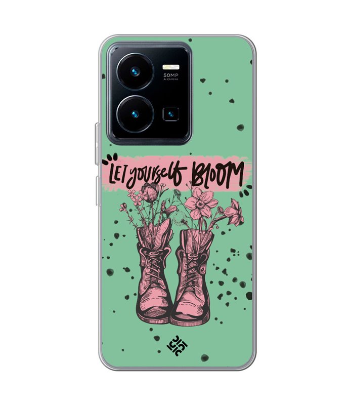 Funda para [ Vivo Y35 ] Dibujo Frases Guays [ Botas Let Yourself Bloom ] de Silicona Flexible