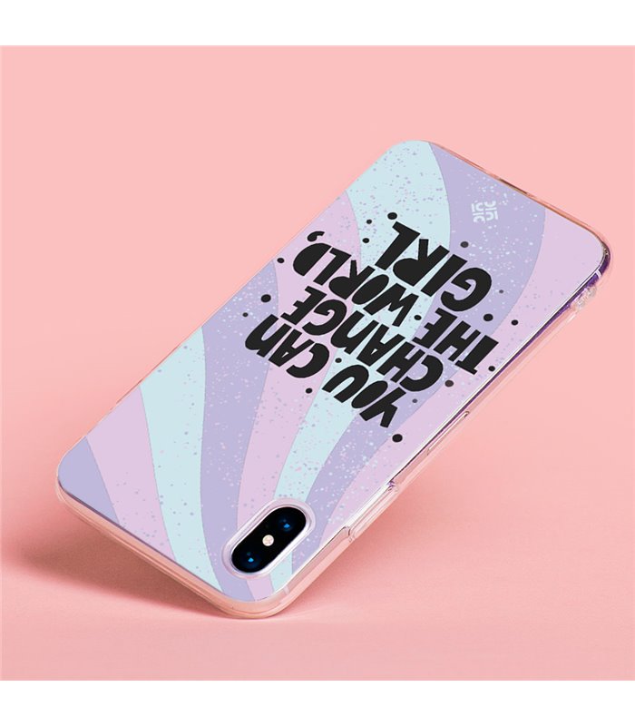 Funda para [ Vivo Y35 ] Dibujo Frases Guays [ You Can Change The World Girl ] de Silicona Flexible 