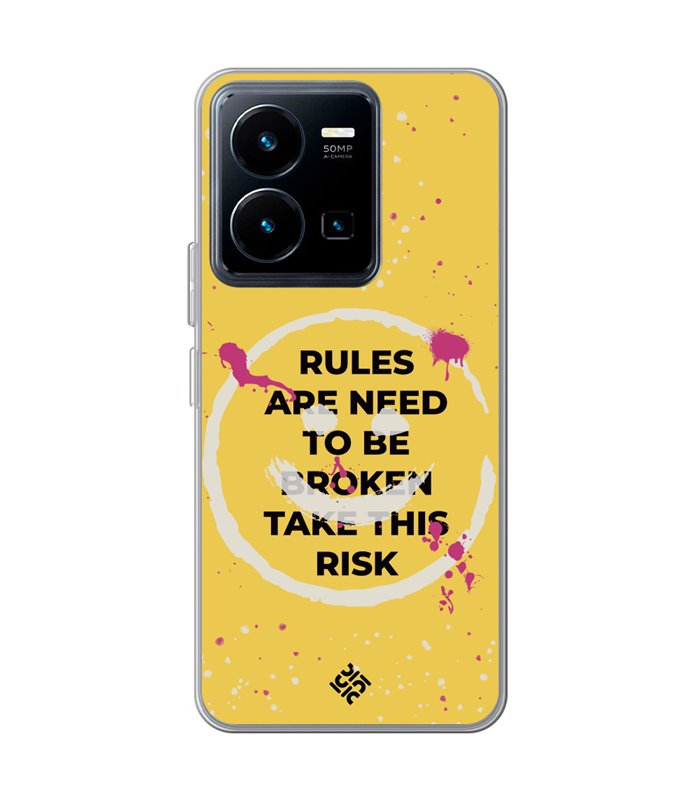 Funda para [ Vivo Y35 ] Dibujo Frases Guays [ Smile - Rules Are Need  To Be Broken Take This Risk ] 