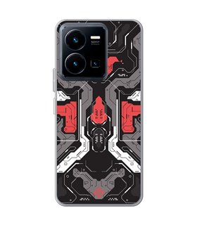 Funda para [ Vivo Y35 ] Dibujo Gamers [ Cyberpunk Rojo y Grises ] de Silicona Flexible para Smartphone