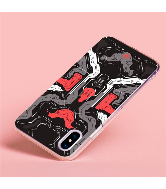 Funda para [ Vivo Y35 ] Dibujo Gamers [ Cyberpunk Rojo y Grises ] de Silicona Flexible para Smartphone