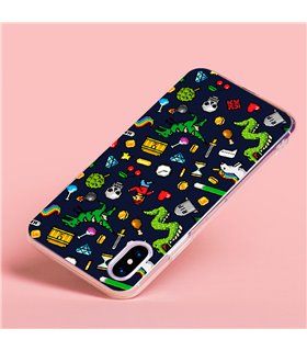 Funda para [ Vivo Y35 ] Dibujo Gamers [ Iconos de Juego Retro Pixel Art 8 Bits ] de Silicona Flexible