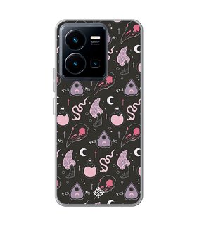 Funda para [ Vivo Y35 ] Dibujo Gotico [ Diseño Brujería en Tonos Pastel y Fondo Negro ] de Silicona