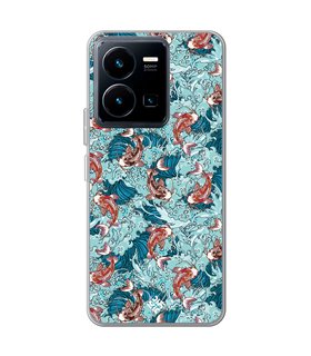 Funda para [ Vivo Y35 ] Dibujo Japones [ Peces Koi ] de Silicona Flexible para Smartphone 