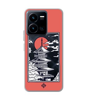 Funda para [ Vivo Y35 ] Dibujo Japones [ Pagoda con Fondo Transparente Japonesa ] de Silicona Flexible