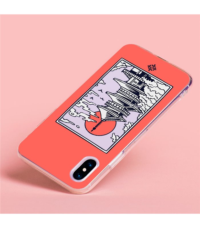 Funda para [ Vivo Y35 ] Dibujo Japones [ Pagoda con Fondo Transparente Japonesa ] de Silicona Flexible