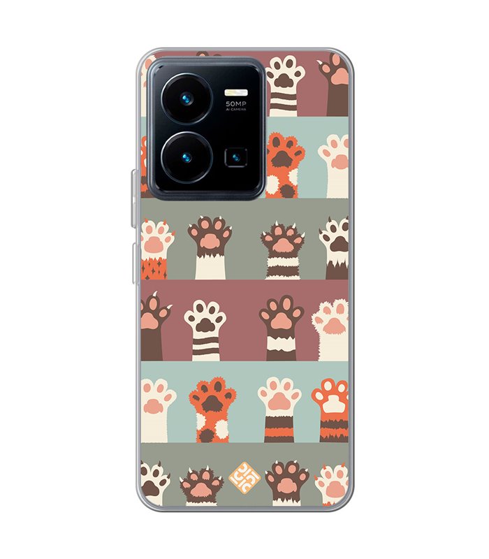 Funda para [ Vivo Y35 ] Dibujo Mascotas [ Zarpas de Gatos ] de Silicona Flexible