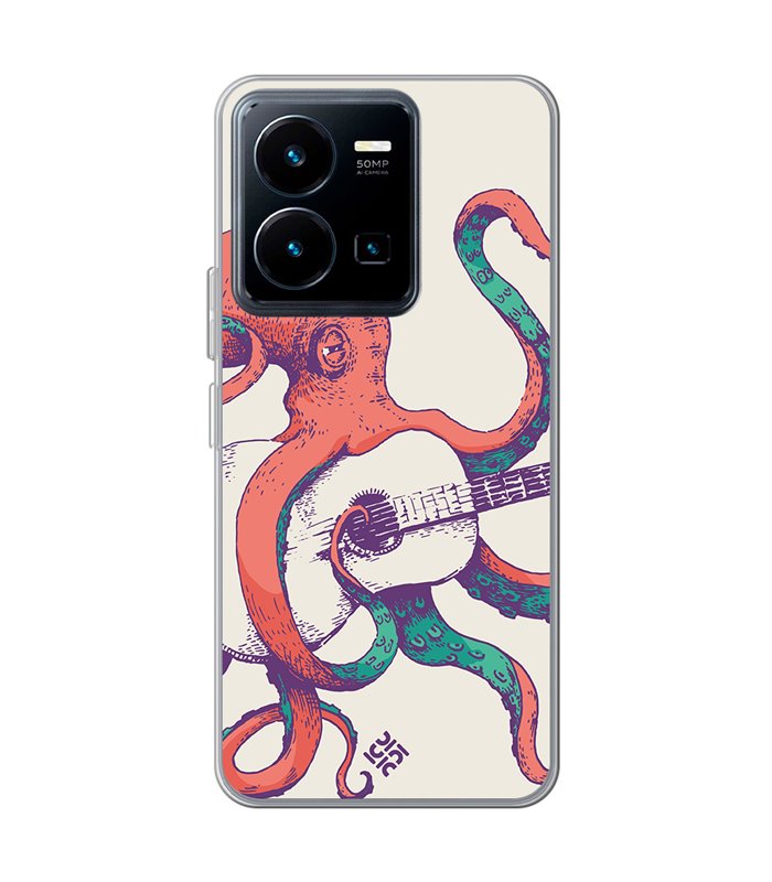 Funda para [ Vivo Y35 ] Diseño Música [ Pulpo Tocando la Guitarra ] de Silicona Flexible