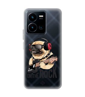 Funda para [ Vivo Y35 ] Diseño Música [ Pug Perro con Auriculares ] de Silicona Flexible