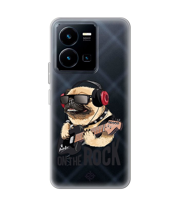 Funda para [ Vivo Y35 ] Diseño Música [ Pug Perro con Auriculares ] de Silicona Flexible