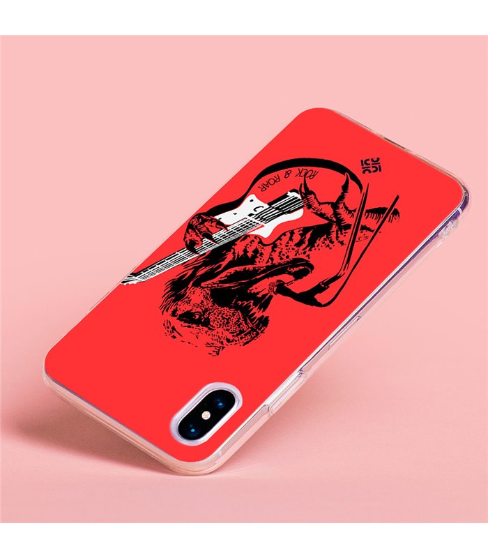 Funda para [ Vivo Y35 ] Diseño Música [ Rock & Roar - Dinosaurio Tocando la Guitarra ] 