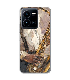 Funda para [ Vivo Y35 ] Diseño Música [ Pintura - Tocando el Saxofón ] de Silicona Flexible