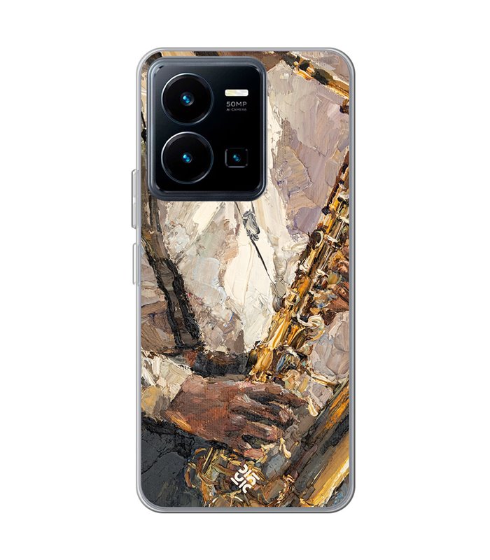Funda para [ Vivo Y35 ] Diseño Música [ Pintura - Tocando el Saxofón ] de Silicona Flexible