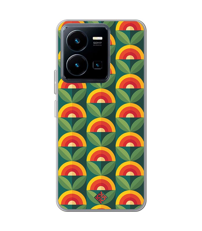 Funda para [ Vivo Y35 ] Dibujos Retro [ Diseño Flor - Retro ] de Silicona Flexible