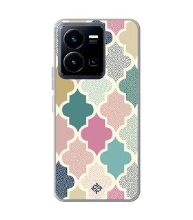 Funda para [ Vivo Y35 ] Dibujo Tendencias [ Diseño Azulejos de Colores ] de Silicona Flexible para Smartphone