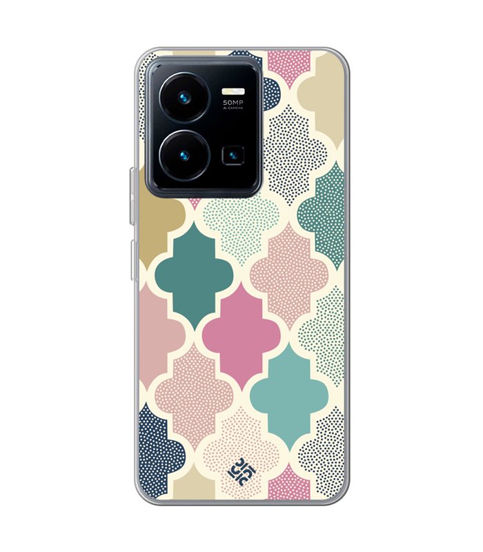 Funda para [ Vivo Y35 ] Dibujo Tendencias [ Diseño Azulejos de Colores ] de Silicona Flexible para Smartphone