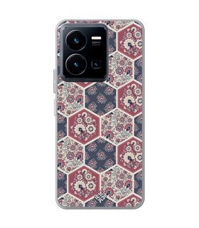 Funda para [ Vivo Y35 ] Dibujo Tendencias [ Diseño Azulejos Hexágonales con Flores ] de Silicona Flexible